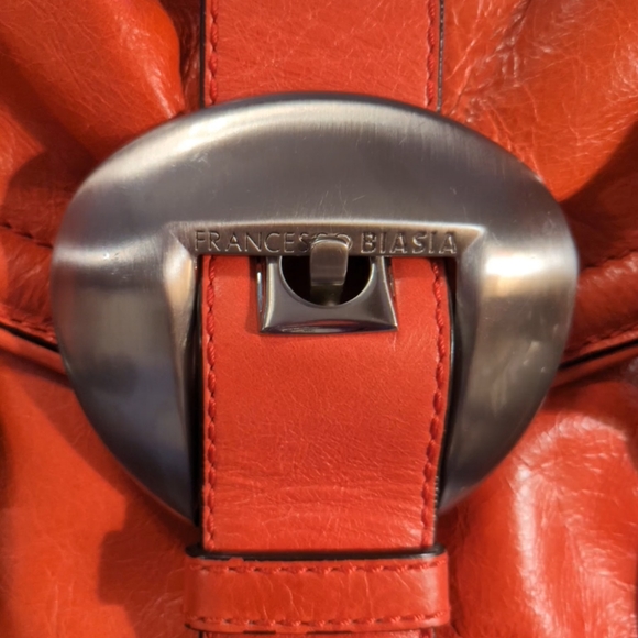 Francesco Biasia Handbag Purse Satchel - Calf Leather - Coral Color- Ex Cond - Picture 3 of 14